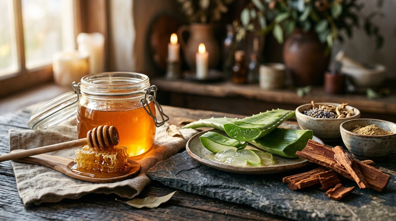 Artisanal raw honey and pure botanical skincare ingredients from Coimbatore
